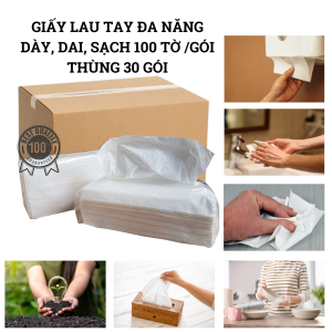 Thùng (30 gói) Khăn giấy lau tay giấy lau đa năng dày mềm dai thấm hút rất tốt