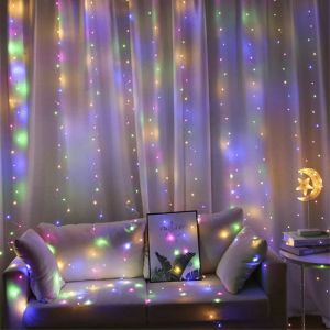 (Đầu Cắm USB) Rèm Đèn Led Đom Đóm Ngang 3 Mét Bóng Fairy Light Có Điều Khiển Từ Xa Trang Trí Tiệc Lễ Hội Phông Nền