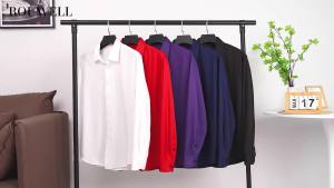 ผู้ชาย เสื้อเชิ้ตทางการป้องกันริ้วรอย แขนยาว ยืดหยุ่น ทรงเข้ารูป ธุรกิจ ชุดลำลอง งานแต่งงาน เสื้อเชิ้ตติดกระดุม