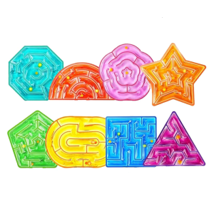 Pack Of 8 Kids Sensory Squeeze Toy Geometric Maze Bead Squeezable Stress Reliever For Toddler Fine Motor Skill Training