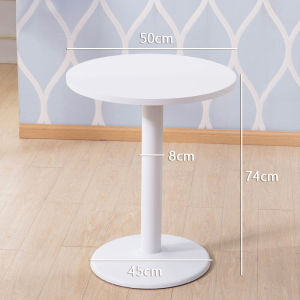 กลมโต๊ะกาแฟ โต๊ะประชุม เดสก์ท็อปไม้เนื้อแข็ง ความมั่นคงสูง ขาเหล็กทั้งหมด74cmสูง สีขาว สีไม้