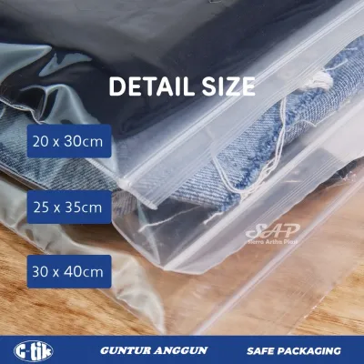 Plastik Baju Ziplock Bening Tebal 20x30 - 25x35 - 28x40 - 30x40 Packing Dress Sepatu Jeans Hijab