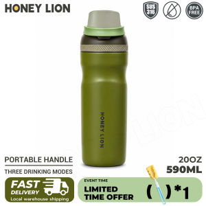 HoneyLion - 590ml 316 Stainless Steel Car Tumbler Vacuum Insulated Cup Leakproof 3-Way Drink Lid with Foldable Handle for Commute