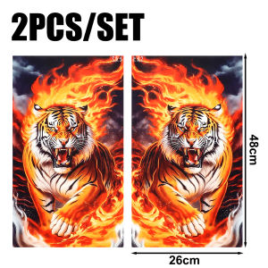 รูปลอกตกแต่งประตูรถสติกเกอร์เสาร์เสาตรงกลางหน้าต่างรูปหมาป่าเสือสติกเกอร์รถสีดำ