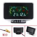 AUTOFun 2in1 LCD Alat Pengukur Digital Tegangan Tekanan/Suhu Air Meter W/Alarm M10 40-50℃ Water Temperatur Digital Voltmeter Motor Mobil. 