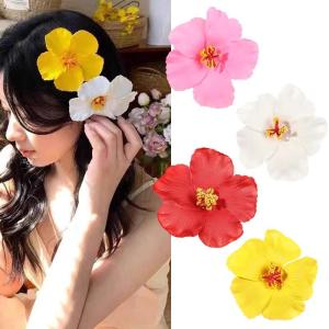 3pcs Hawaiian Hair Clip Beach Holiday Artifact Flower Hairpin Clips Sweet Girls Hair Accessory