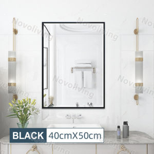 Rectangular Mirror With Shelf Non-Perforated toilet Mirror Washbasin Mirror Paste Washstand Mirror Dressing Mirror Peaked Trim for Entryways Living Rooms Bathrooms (Damaged Reissue)
