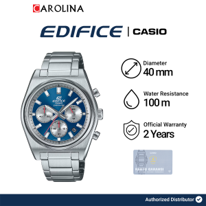 Jam Tangan Pria Casio Edifice Chronograph EFB-730D-2A Blue Dial Silver Stainless Steel Strap