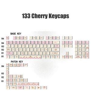 Pink Angel Custom Keycaps Set 133 Keys Cherry Profile Double Shot Dye Sub PBT Keyboard Caps For MX Switches Mechanical Keyboards