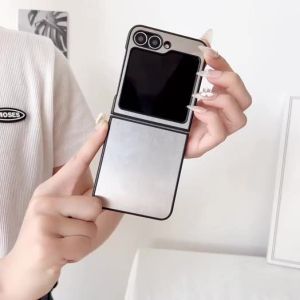 Stainless Steel Z Flip 5 6 7FE Metal Case Back Cover Brushed Finish Anti-Fingerprint Samsung Galaxy Z Flip5 Flip6 Casing Anti-Drop Durable Hard PC Phone Case Accessories-152c4c8b