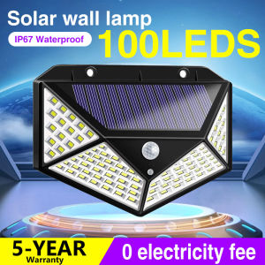 100 LED - 3 โหมด Solar motion sensor light ไฟติดผนังโซล่าเซลล์พลังงานแสงอาทิตย์ สุดคุ้ม ไฟนอกอาคาร ไฟกึ่งภายนอก โคมไฟภายนอกอาคาร ไฟโซล่าเซลรั้ว waterproof