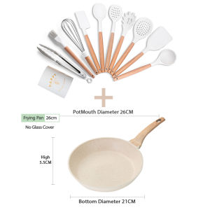 GOLIFE Silicone Kitchen Utensils Set Spatula Set Non-stick Pan Original With Lid Big Size Wok Pan Suitable For All Stove