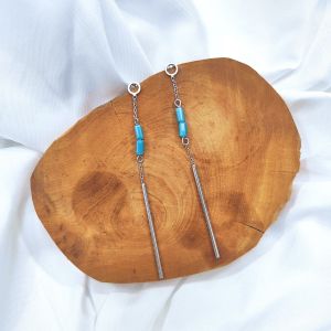 Ready Stock SG - Long Silver Chain Dangle Earrings Modern Sleek Classic Minimalistic Earrings