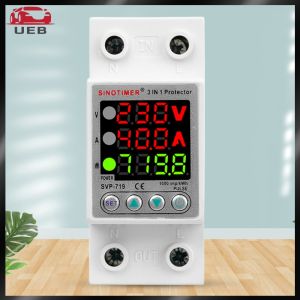 [UEB AUTO] 220V 40/63A Adjustable Over Under Voltage Protective Device Current Protection Limit Wattmeter KWh Power Consumption Energy Meter