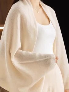 Wool Shawl Womens Scarf Coat Autumn Winter New Solid Color Knitted Loose Wool Cape Neck Warmer