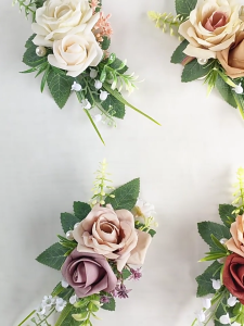 Elegant Bridesmaid Corsage Realistic Rose Boutonniere Wrist Flower for Wedding and Party Decoration Multiple Color
