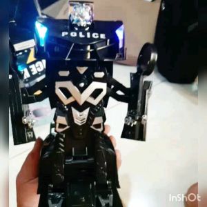 Mainan Mobil Robot Ada lampu dan Suara mobil Berubah jadi Robot Polisi Car