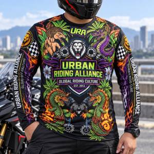 Mens Plus Size Urban Riding Alliance Animal Dragon Graphic Long Sleeve Motorcycle Riding Jersey Quick Dry Top LA042