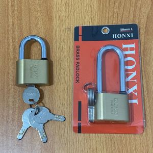 GEMBOK KUNINGAN ASLI TEBAL BESAR 50MM ANTI MALING LEHER PANJANG PENDEK