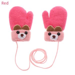 G   Mùa đông Đáng yêu Giữ ấm ngón tay Gấu hoạt hình Đan găng tay Thêm nhung Găng tay trẻ em Đặc