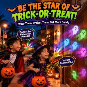 【⚡Buy 1 Take 1⚡】 Halloween Finger Light Projector  LED Projection Flashlight  Spooky Costume Party Effect  Trick or Treat Favors