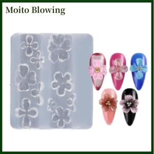 Moito 1 3Pcs Lily Flowers Nail Carving Mold 3D Silicone Hawaii Hibiscus Flowers Petals Modeling Templates Clear Nail Tools