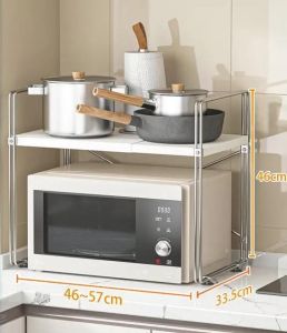 *SG Stock*  1/2 Tiers Metal Height Adjustable & Expandable Microwave Oven Rack Kitchen Countertop Organizer Rack Kitchen Storage Rack Toaster Rack Air Fryer Rack Rice Cooker Rack Kettle Rack Coffee Machine Rack Oven Holder Oven Stand Toaster Stand