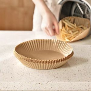 Home Signature 50pcs Air Fryer Liner Disposable Silicone Oil Paper Kitchen Food Round Baking Paper Tray Paper Household Oil Absorbing Paper