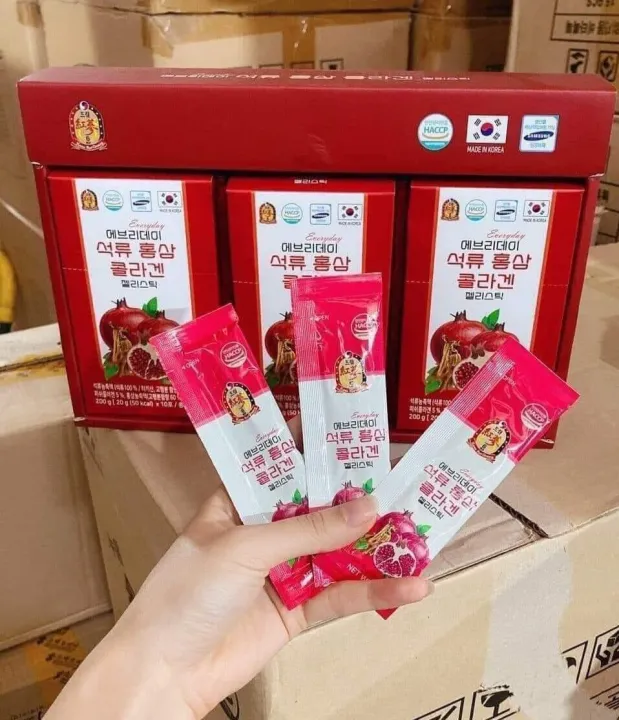 THẠCH LỰU HỒNG SÂM COLLAGEN Bổ sung Vitamin C, chất xơ, Natri, Vitamin B2, chất khoáng, chất oxy hóa có lợi cho sức khỏe