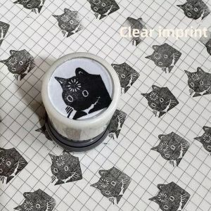 SKJK STUDIO Trang trí DIY Con mèo con dễ thương Vòng tròn nhỏ Thời gian chờ biểu hiện Tem hoạt hình Sáng tạo Nhựa Tem Mèo Trang trí tài khoản tay