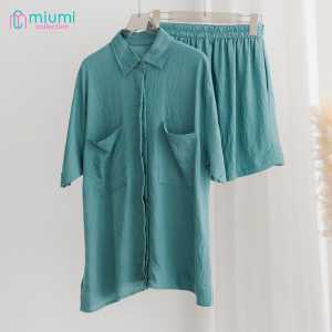 Miumi Collection Setelan Kemeja Celana Pendek Setelan Kemeja Oversize Wanita Shania Set