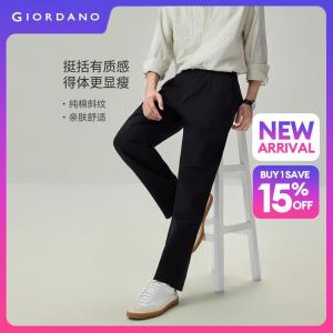 Giordano Beau Monde Men Cargo pockets half elastic waist cotton pants Free Shipping 13116705