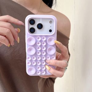 Fashion Shockproof Circular Suction Cup Soft Silicone Phone Case for iPhone 17 16 15 14 13 Pro Max Strong Multi Function Cover