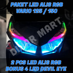 SATU PAKET LAMPU ALIS RGB RUNNING VARIO 125 150 BONUS DEVIL EYES DEMON EYE