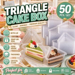 50 Pcs Clear Plastic Cake Triangular Box with Lids Disposable Mini Cake Boxes for Cheesecake Slice