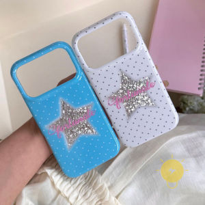 Phone Case For iPhone 17 Pro Max 16 15 TPU Polka Dot Star Letters Cover Classic Couple Korean Aesthetic