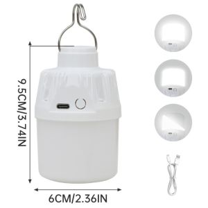 INTOONE with Metal Hooks Camping LED Lights USB Rechargeable Emergency Lamp  Type-C Street Lighting Outdoor