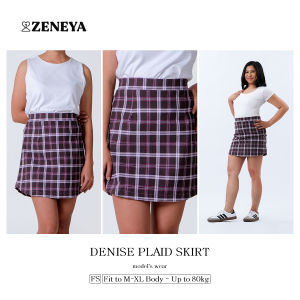 Zeneya Denise Plaid Short Skirt For Woman Women Korean Patterned Basic Office Casual Wear High Waist Skirts Skorts Bottoms Bottom Plus Size Plussize