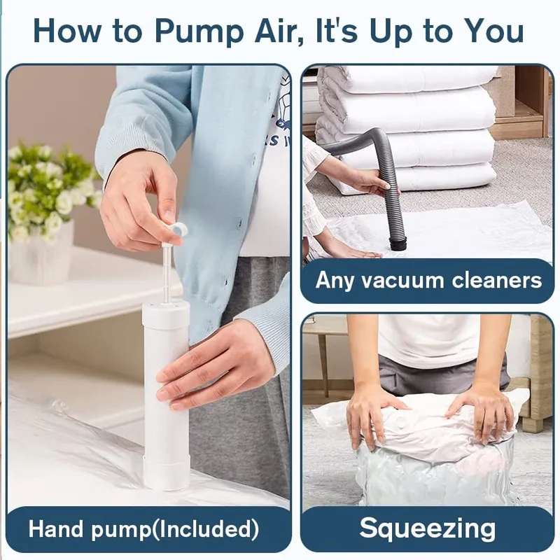 Reusable Vaccum Storage Bags Large Plastic Travel Compression Bag Space  Saving Bags for Clothes