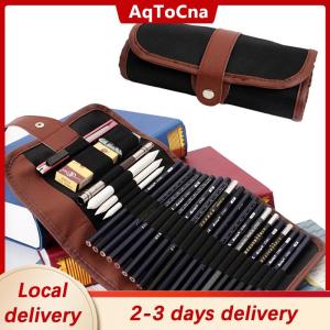 [COD] AqToCna Ship within 24 hours 24Pcs Set Sketch Pencils case Charcoal Extender Pencil shade Cutter Drawing Bag