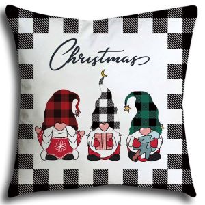 Christmas Pillowcase Single Pack 20 Options 40x40/45x45/50x50cm Black Red Plaid Santa Claus Truck Christmas Tree Elk and Other Patterns Sofa Cushion Cover Winter Home Decoration Pillowcase Holiday Gift Decoration Fabric Art