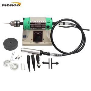 PHYHOO 350W Double Head Flex Shaft Jewelry Polishing Machine 10000RPM Multifunctional Bench Grinder & Rotary Buffing Tool