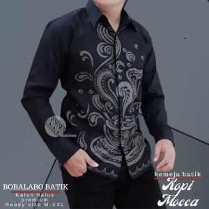 Batik Kopi Mocca Lapis Furing | Baju Kemeja Pria Lengan Panjang | Hem Cowok Katun Premium