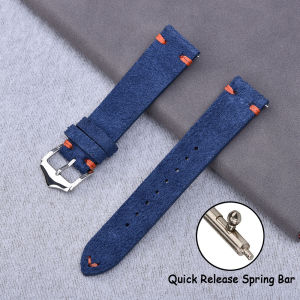 Phổ Cao Cấp da lộn Đồng hồ kiểu xưa Dây Đeo Màu Đen Kaki Watchband 20Mm 22Mm đồng hồ da Ban Nhạc nam nữ dây đeo thay thế Cho Phụ kiện đồng hồ