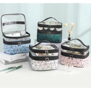 Túi đựng mỹ phẩm đồ makeup 2 tầng