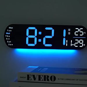 Digital Wall Clock Large LED Screen Temperature Humidity Display Electronic Alarm Clock Creative Home Decoration Remote ControlFast shipping