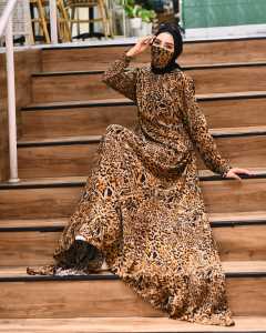 KAFIS SHOP Bella Maxi Gamis | Gamis Leopard | Gamis | Baju Wanita | Fashion Wanita