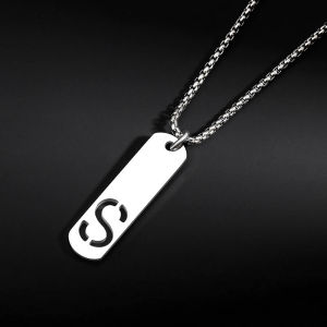 Bravego Men Fashion Titanium Steel Hollow Letter Necklace Women Alphabet A To Z Pendant Necklace Birthday Jewelry Gifts