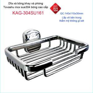 [HCM]Dĩa đựng xà phòng Tovashu KAG-304SU161 Kệ xà phòng inox SUS304 Nhật Cao cấp