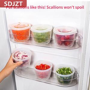 [COD] SDJZT กล่องเก็บหัวหอมขิงกระเทียมผักตู้เย็นพลาสติกปิดผนึกกล่องสะเด็ดน้ำ